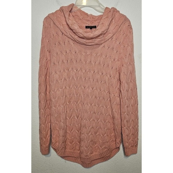 Jeanne Pierre Cable Knit Cowl Neck Cotton Sweater‎ Salmon Color Size Large - Picture 1 of 5